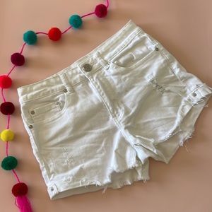 White denim shorts.